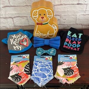 Vibrant Blue and Black Dog Bandana Set